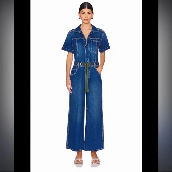 Free People Edison Black Denim Jumpsuit Coveralls Moxie - Picture 10 of 10